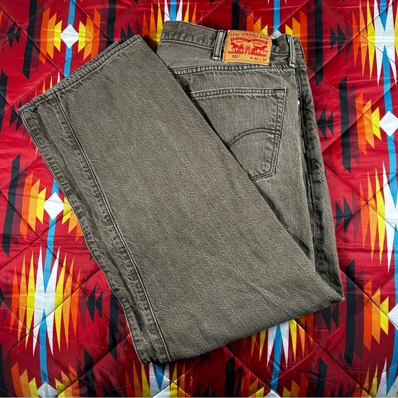 Levi's 501 White Oak Cone Denim Jeans 42x32 Button Fly 5 Pocket Tan Brown Work - Picture 8 of 12